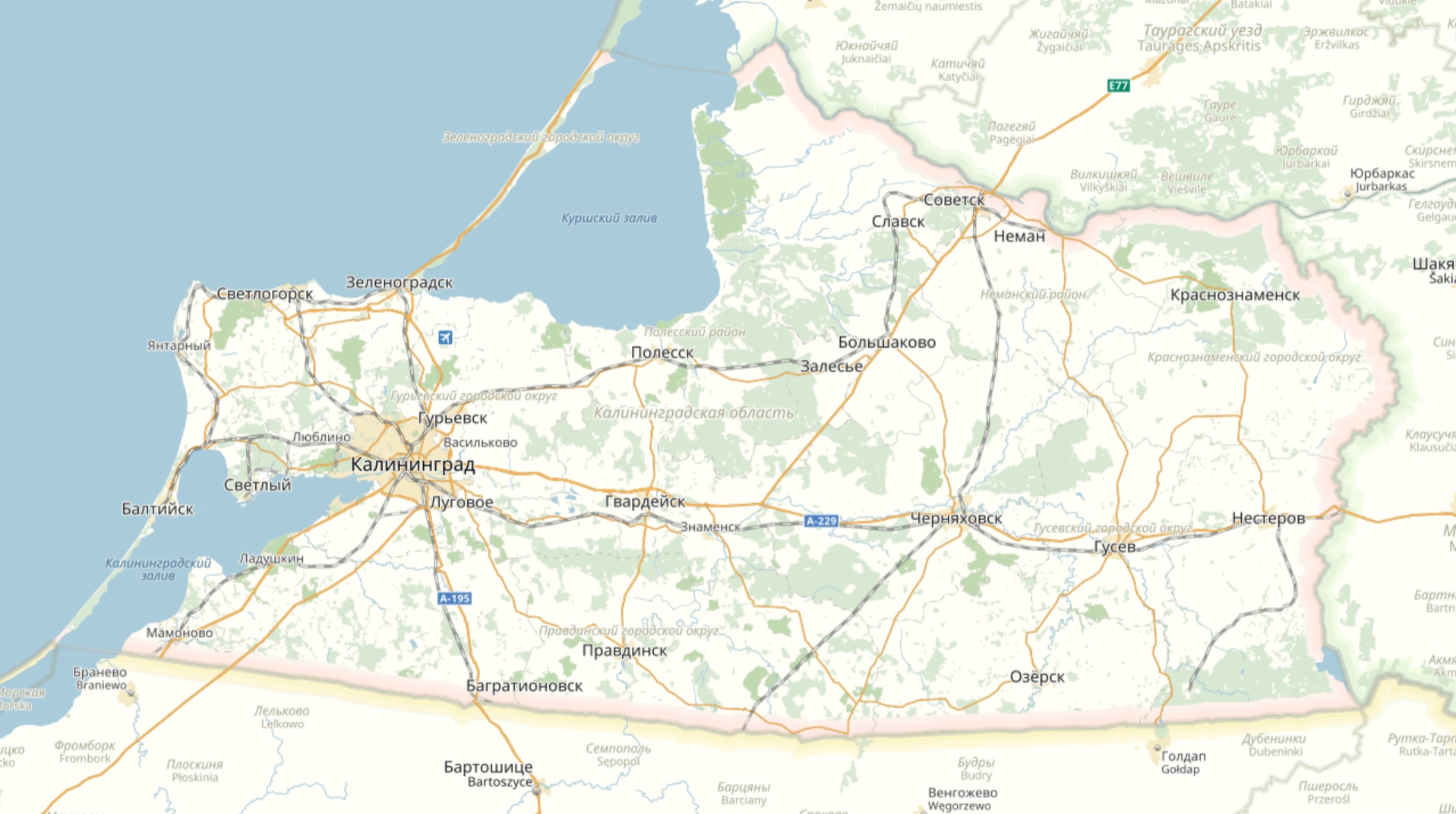 Нестеров на карте Калининградской области